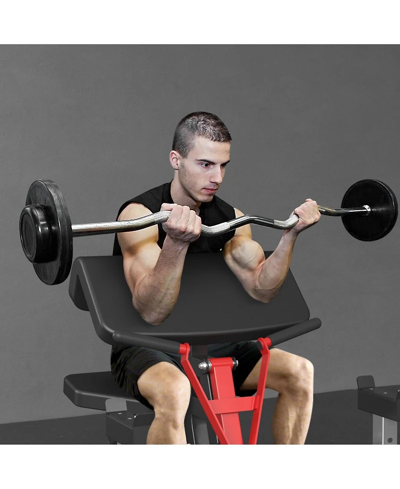 Er Kang Preacher Curl Bench, Plate Loaded Bicep Curl Machine, Bicep and Tricep Workout Equipment，2 in 1 Arm Training Machine for Home Gym