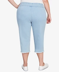 Alfred Dunner Plus Classic Black Denim Fringe Capri Pants