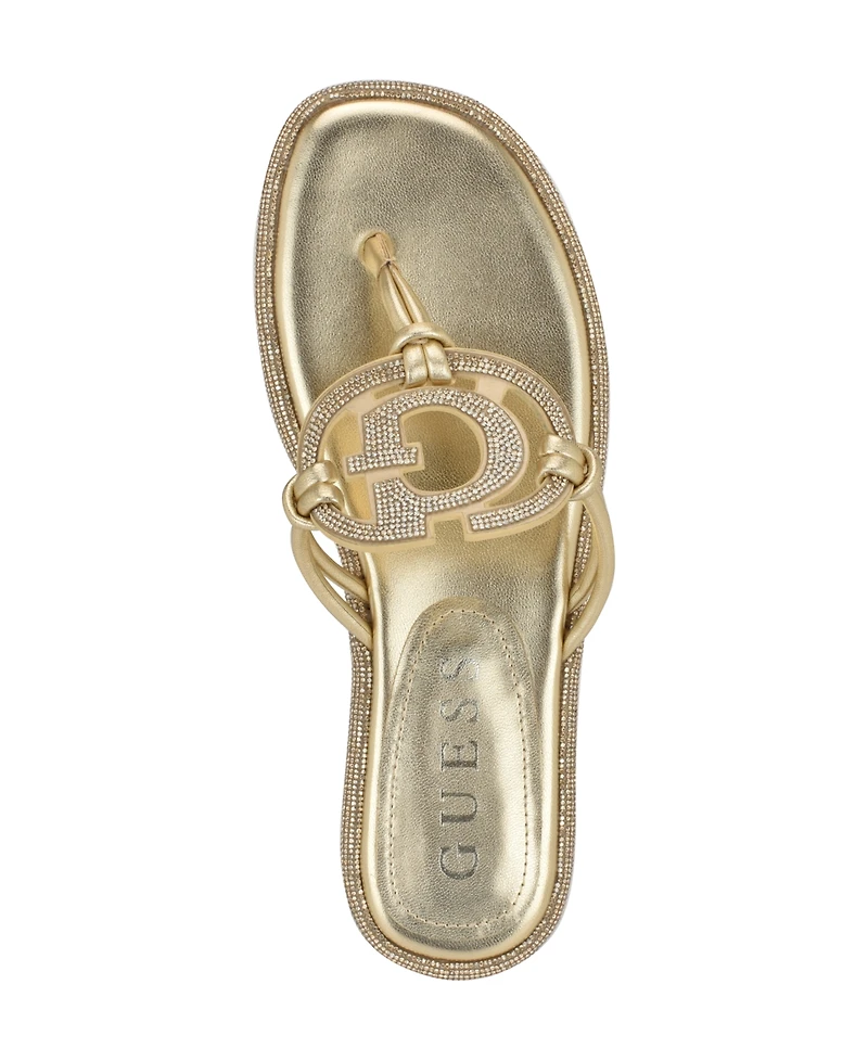 Guess Women's Saima G Cutout Rhinestone Flat Sandals