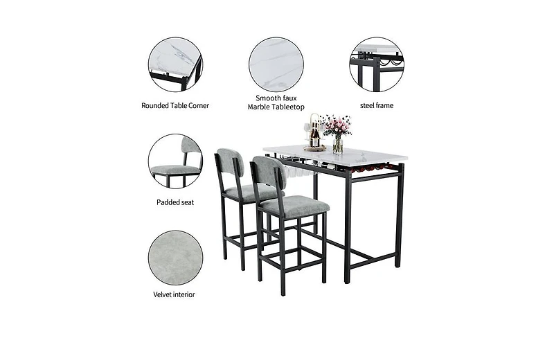 Kitchen Table Set with Dining Table and Chairs for 2 for Cozy Dining Space