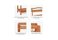 5-Tier Acacia Wood Shoe Rack with Side Metal Hooks