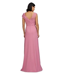 Js Collections Women's Jordyn Twisted-Bodice Illusion-Neck Gown