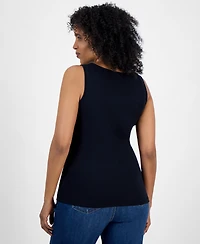 Style & Co Women's Cotton Scalloped V-Neck Sleeveless Top, Exclusively at Macy's