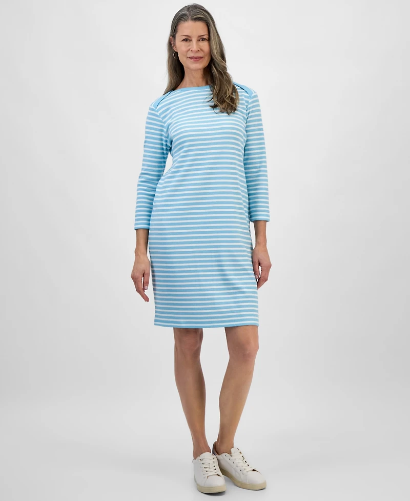 Style & Co Women's Printed 3/4-Sleeve Boat-Neck Dress, Exclusively at Macy's