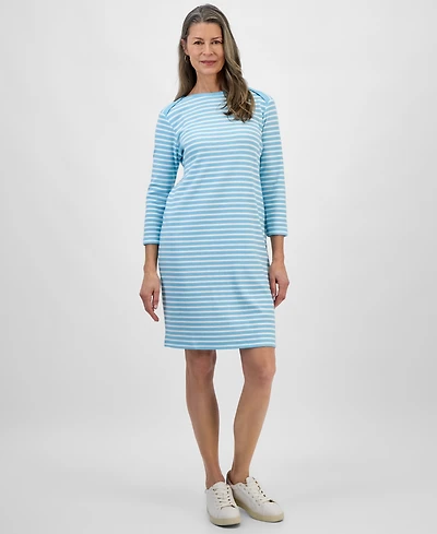 Style & Co Women's Printed 3/4-Sleeve Boat-Neck Dress, Exclusively at Macy's