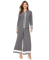 Vince Camuto Womens Printed Button Front Top Wide Leg Pants