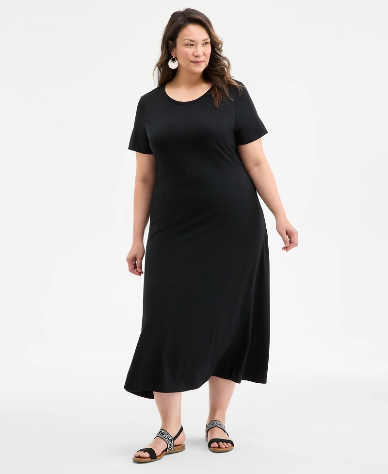 Style & Co Plus Solid Short-Sleeve Maxi Dress, Exclusively at Macy's