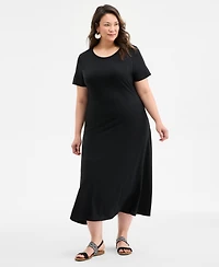 Style & Co Plus Solid Short-Sleeve Maxi Dress, Exclusively at Macy's