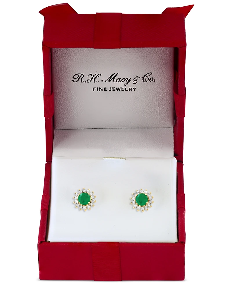 Effy Sapphire (1-1/6 ct. t.w.) & Diamond (1/6 Halo Stud Earrings 14k White Gold or Two Tone (Also available Tanzanite, Ruby, Em