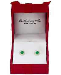 Effy Sapphire (1-1/6 ct. t.w.) & Diamond (1/6 Halo Stud Earrings 14k White Gold or Two Tone (Also available Tanzanite, Ruby, Em