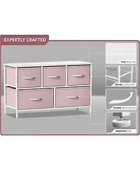 Sorbus 5 Drawers Dresser- Storage Unit with Steel Frame, Wood Top, Fabric Bins - for Bedroom, Closet, Office and more