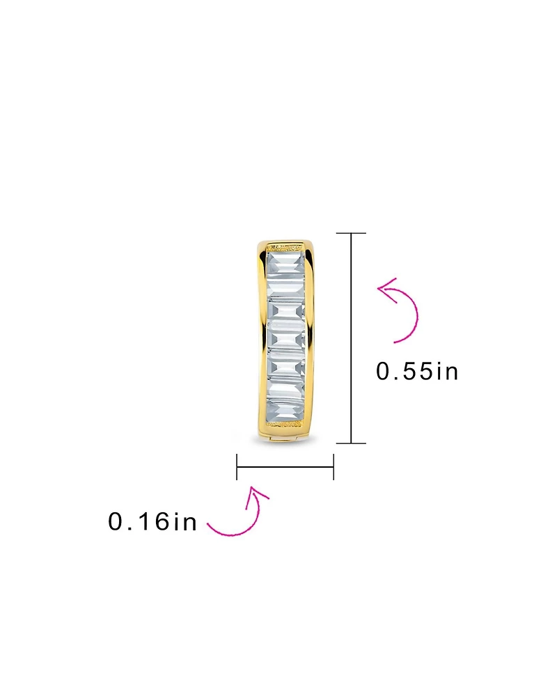 Bling Jewelry Baguette Cut Cz Huggie Hoop Earrings Sterling Silver