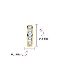 Bling Jewelry Baguette Cut Cz Huggie Hoop Earrings Sterling Silver