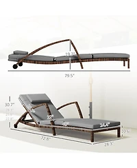 Outsunny Wicker Outdoor Chaise Lounge Chair Set, 5 Adjustable Back,