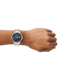 A|X Armani Exchange Men's Quartz Three-Hand Day-Date Silver Stainless-Steel Watch, 44mm