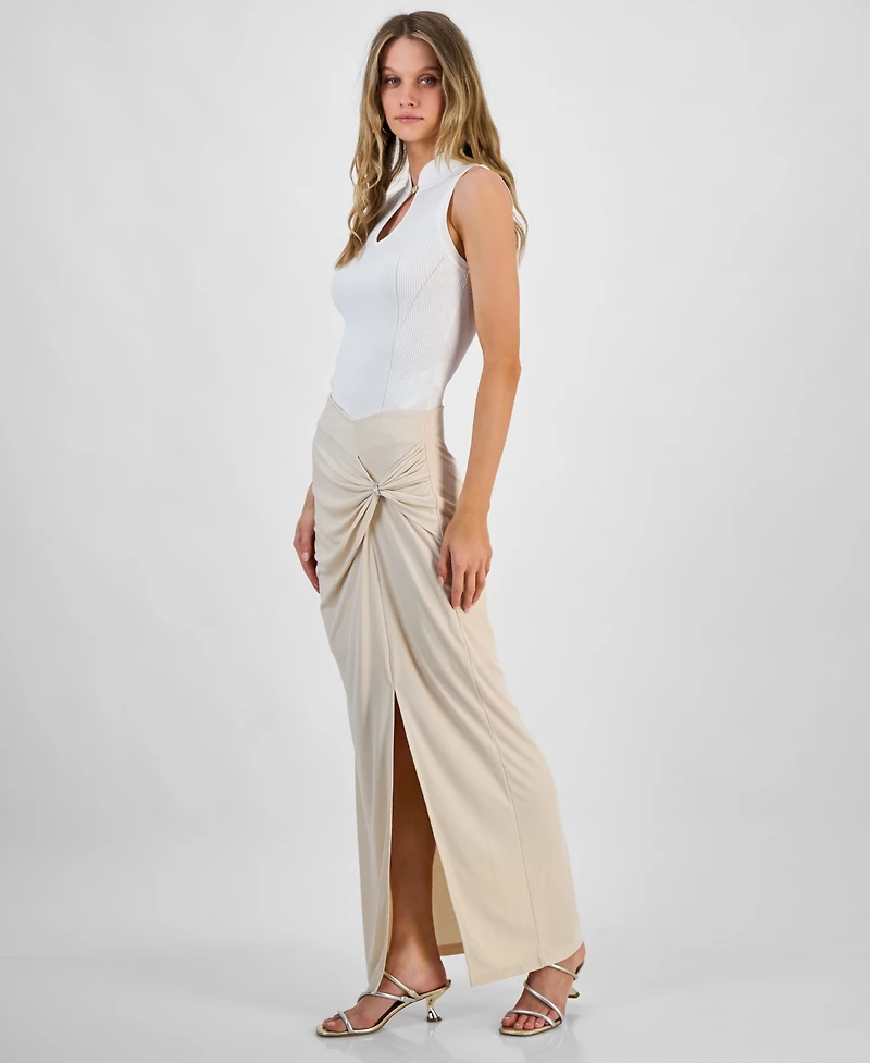 Guess Women's Aimee Embellished Side-Drape Maxi Skirt