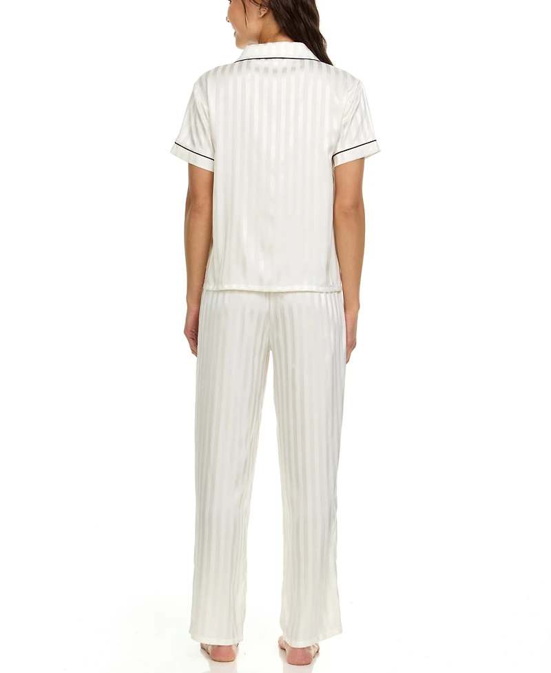 Flora by Flora Nikrooz Women's Angela Jacq Stripe Notch Pajama Set