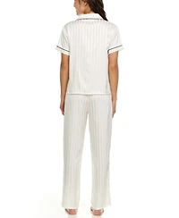 Flora by Flora Nikrooz Women's Angela Jacq Stripe Notch Pajama Set
