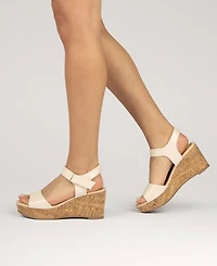 Journee Collection Women's Ranae Ankle Strap Platform Cork Wedge Sandals