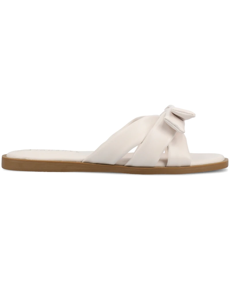 Journee Collection Women's Prylin Bow Slide Flat Sandals