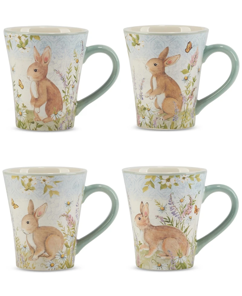 Certified International Easter Meadow Ceramic Mugs, Set of 4