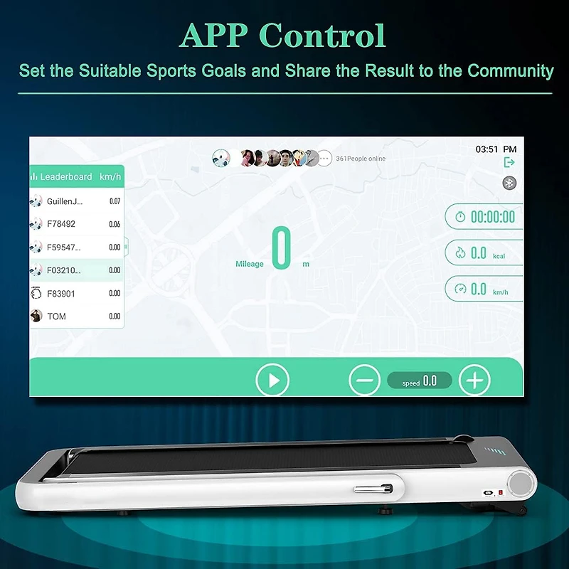 4.75HP 2 In 1 Folding Walking Pad Treadmill with Remote App Control