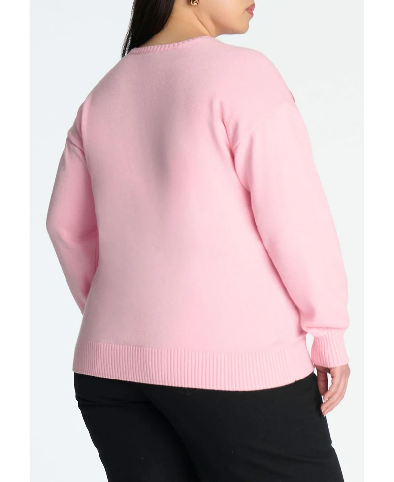 Eloquii Women's Plus Big Heart Sweater