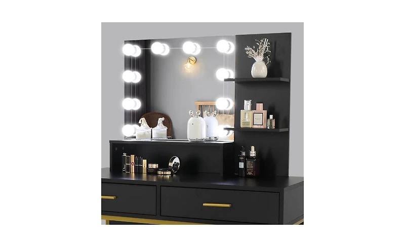 Vanity Set with Mirror and Storage – Elegant Dressing Table for Bedroom or Makeup Area