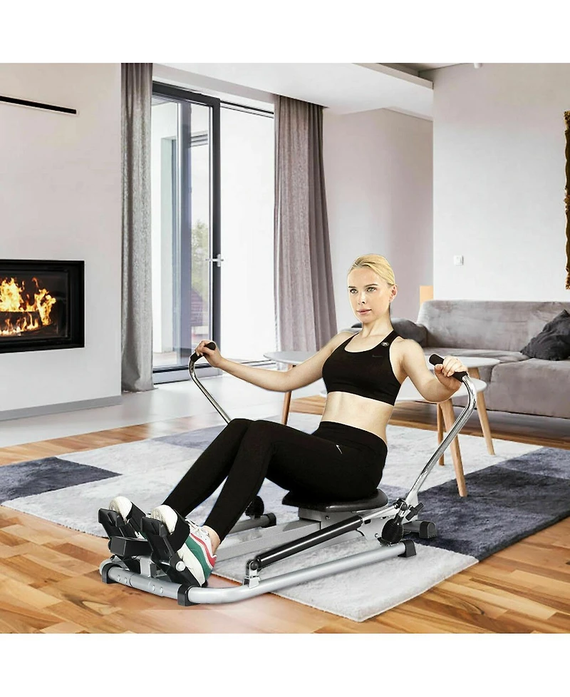 Exercise Adjustable Double Hydraulic Resistance Rowing Machine