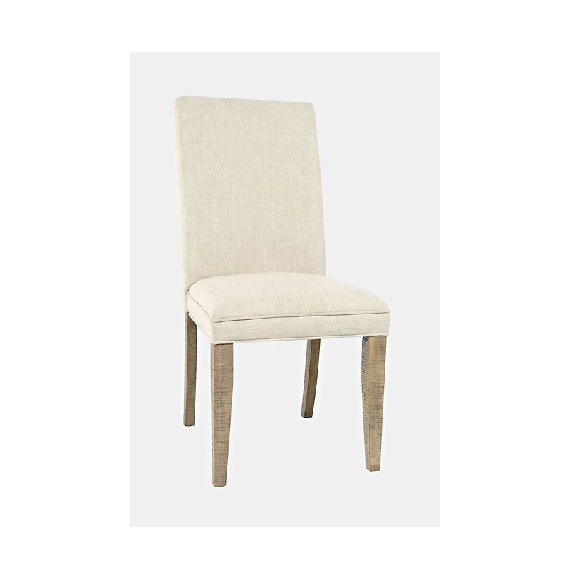 Modern Rustic Distressed Solid Wood Upholstered Parsons Dining Chair (Set of 2)