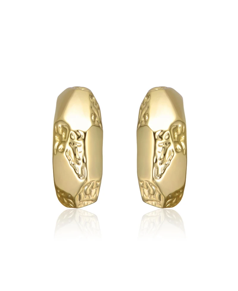 14K Gold Plated Geometric Gold Plated Nugget C-Hoop Earrings