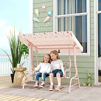 Qaba Kids Patio Swing, 2-Seater Outdoor Porch Swing Chair,