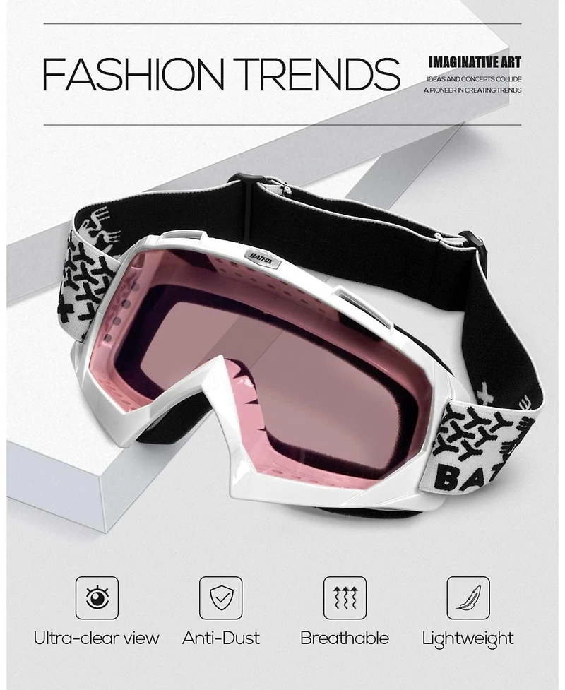 Batfox Dirt Bike Atv Goggles Motorcycle Gear Riding Motocross Dirtbike 4-Wheeler Mx Dh Accessories Glasses for Men Women Youth UV400 Protectio