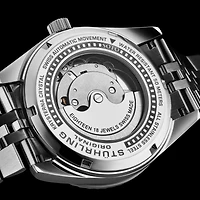 Stuhrling Datemaster Ii Men s Swiss Automatic 42mm Stainless Steel Watch, Black Dial, Fluted Bezel, Day & Date, 100M Water Resistant