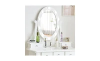 Bedroom Vanity Table with Adjustable Light Mirror – Makeup Desk with Storage & Stool Option