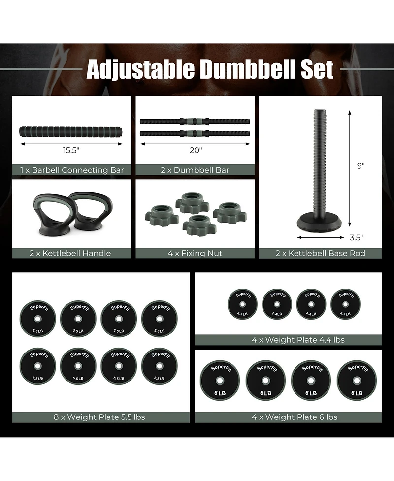 4 in 1 Adjustable Weight Dumbbell Set