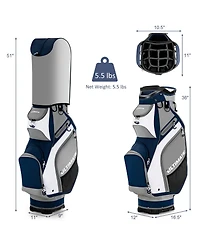 10.5 Inch Golf Cart Bag with 14 Way Dividers and 7 Zippered Pockets