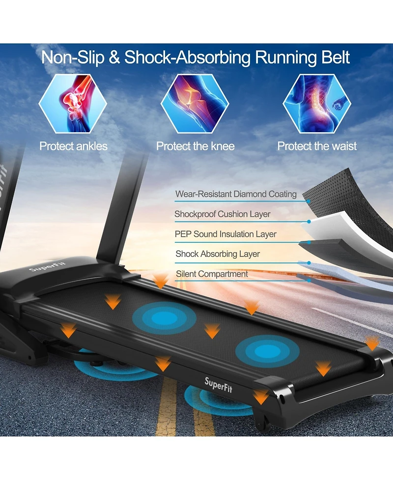 3.75HP Electric Folding Treadmill with Auto Incline 12 Program App Control