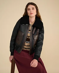 Furniq Uk Women's Shearling Bomber Jacket