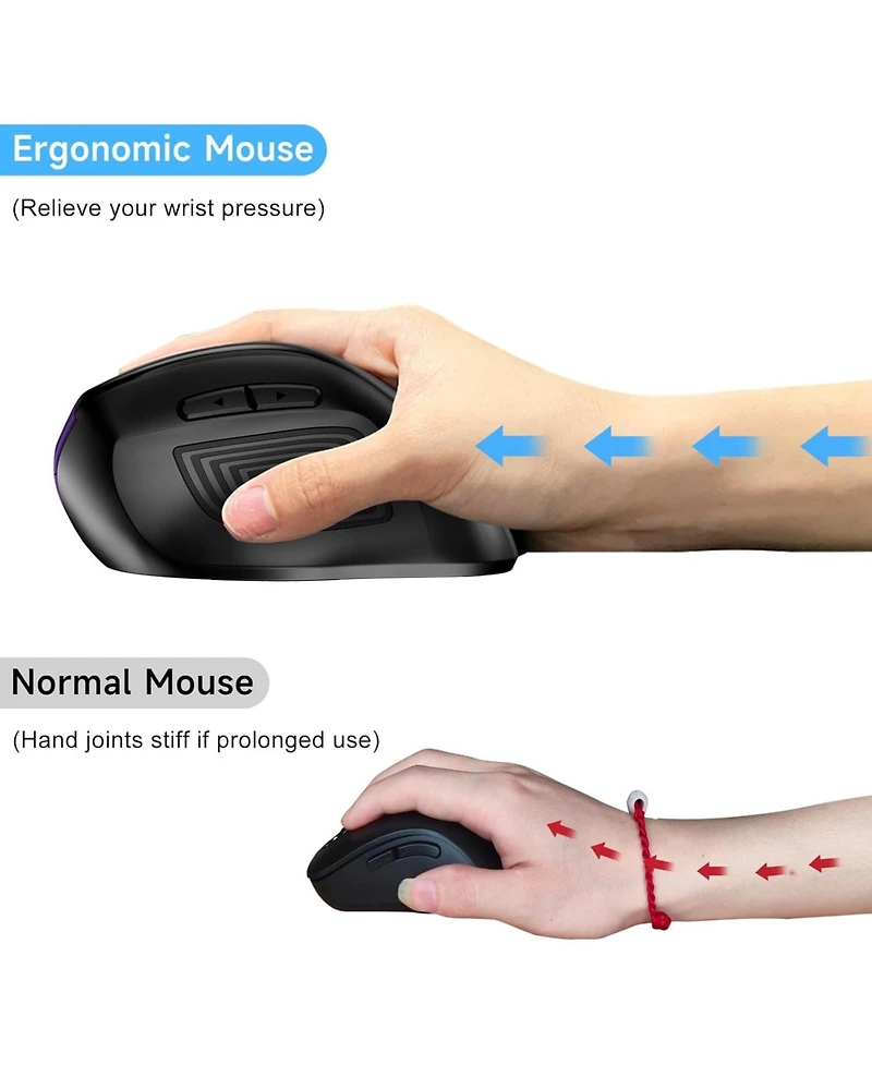 memzuoix 2.4G Wireless Mouse, Cordless Computer Mice Wireless Mouse for Laptop, Desktop, Pc, MacBook- 2 Pack (Led Rechargeable Wireless Mouse Ergonomi