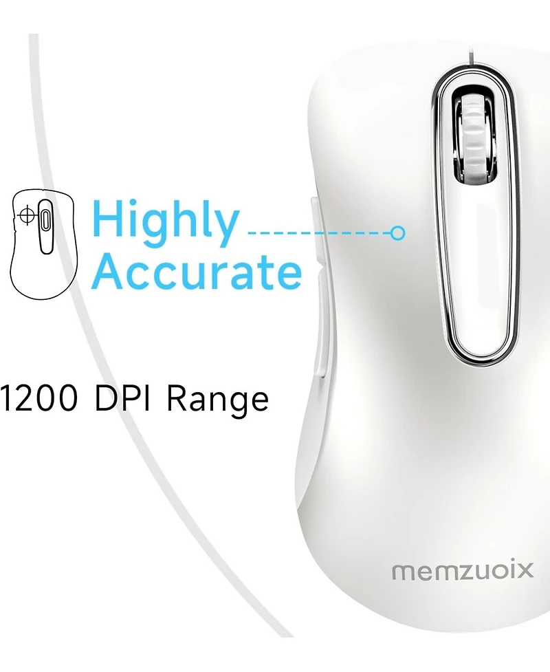 memzuoix 2.4G Portable Wireless Mouse, 1200 Dpi Mobile Optical Cordless Mice with Usb Receiver for Computer, Laptop, Pc, Desktop, MacBook, 5 Buttons