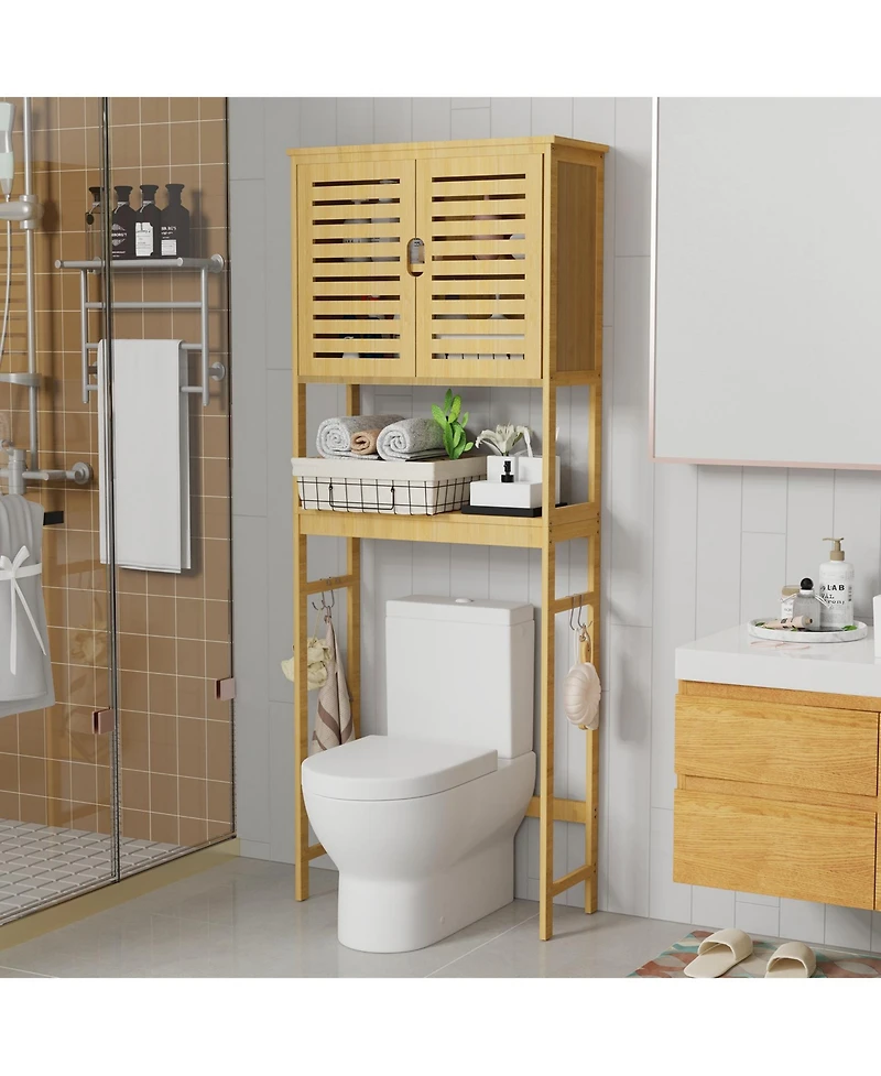 Unho Freestanding Bathroom Space-saver Storage Cabinet Over The Toilet Storage Shelf