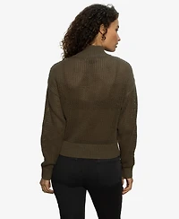 Sanctuary Women's Cotton Half-Zip Open-Knit Sweater