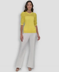 Dkny Women's Mesh Puff-Sleeve Sweater