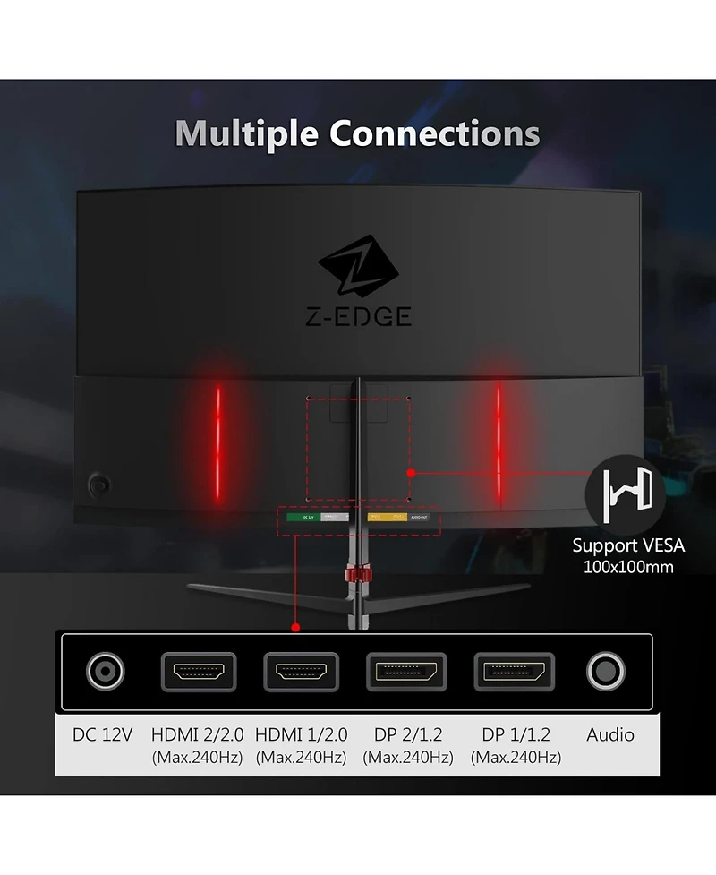 Z-edge 27 inch 1080P Full Hd 240Hz 1ms Curved Gaming Monitor