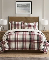 Vcny Home Plaid Brushed Flannel and Sherpa 3-Pc. Comforter Set, Full/Queen