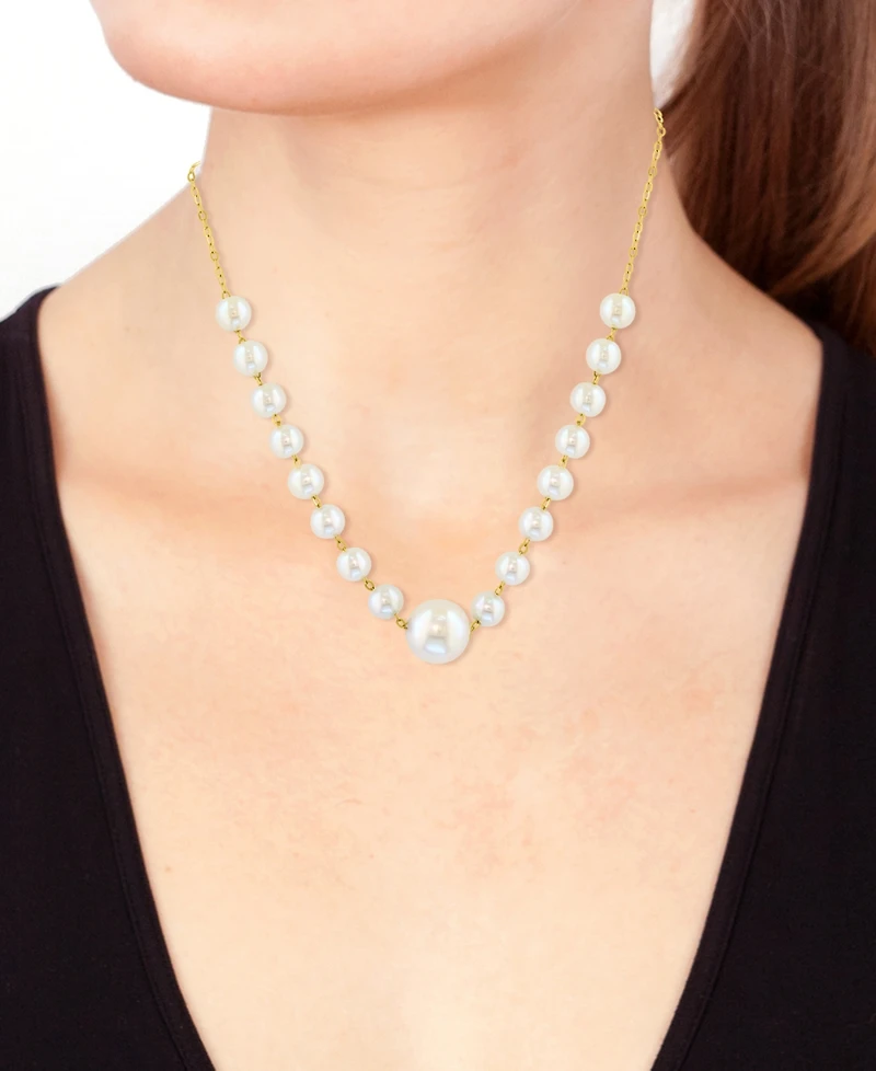 Effy Cultured Freshwater Pearl (3-1/2 & 6-1/2mm) Collar Necklace in 14k Gold, 18" + 2-1/5" extender