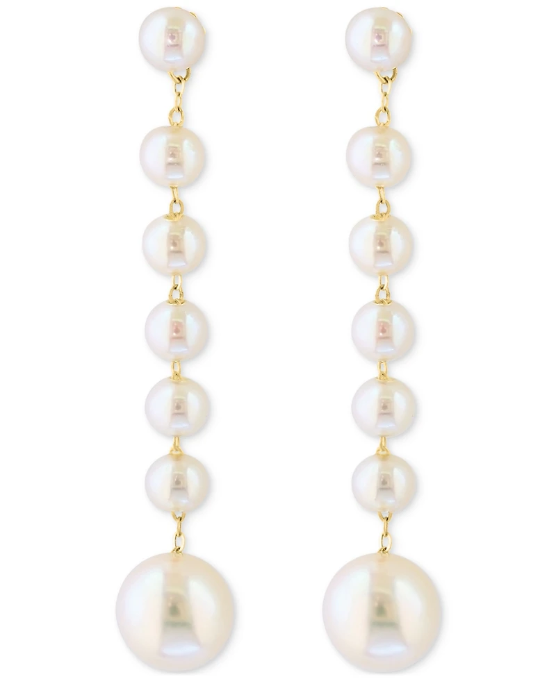 Effy Cultured Freshwater Pearl (3-1/2 & 6-1/2mm) Linear Drop Earrings in 14k Gold