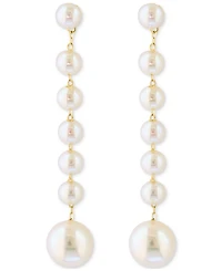 Effy Cultured Freshwater Pearl (3-1/2 & 6-1/2mm) Linear Drop Earrings in 14k Gold