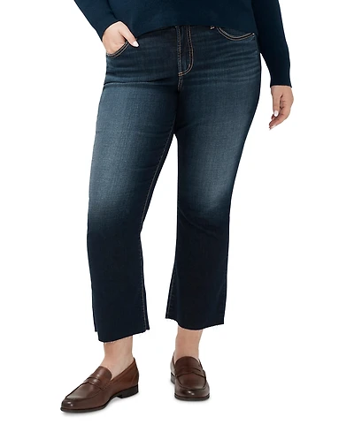 Silver Jeans Co. Plus Size Suki Kick-Flare Cropped Cut-Hem Denim Jeans
